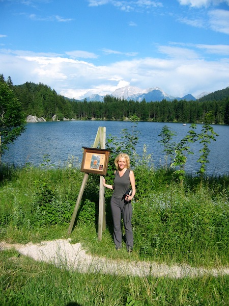 Wandering Carol on the art hike at Lake Hintersee