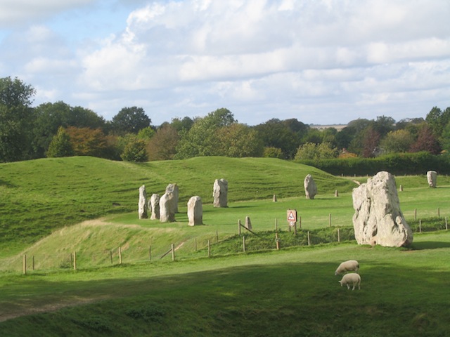 Avebury stone circle in sunlight