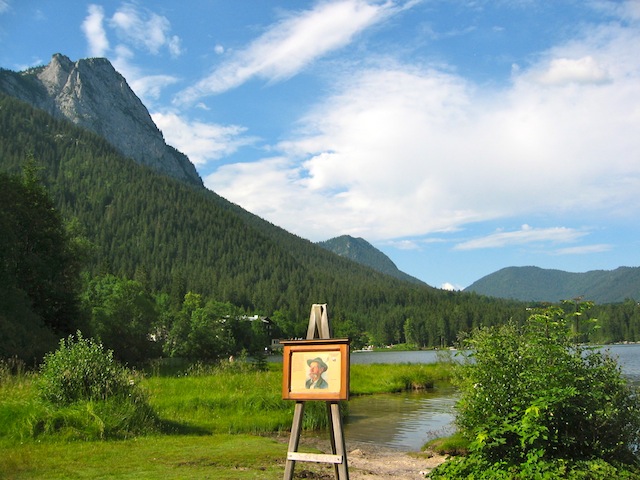 Portrait of German Romantic artist Jakob Gruber at Lake Hintersee