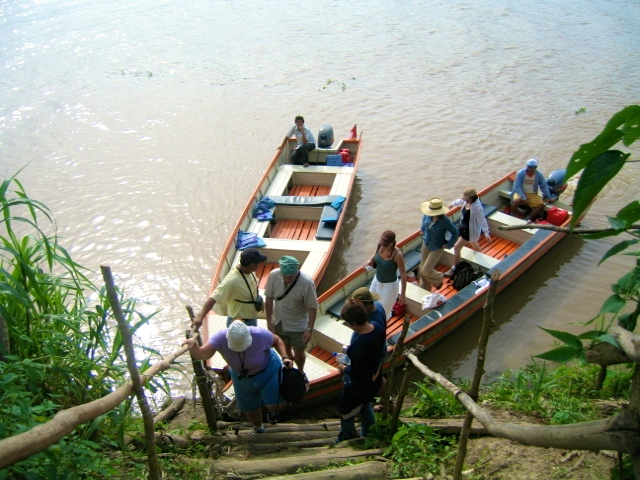 Shamanic healing in the Amazon, small boat on the river