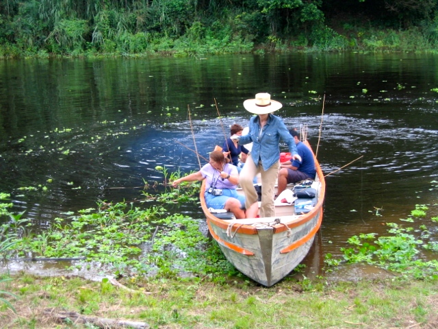 Slow boat through the Amazon rainforest in Peru