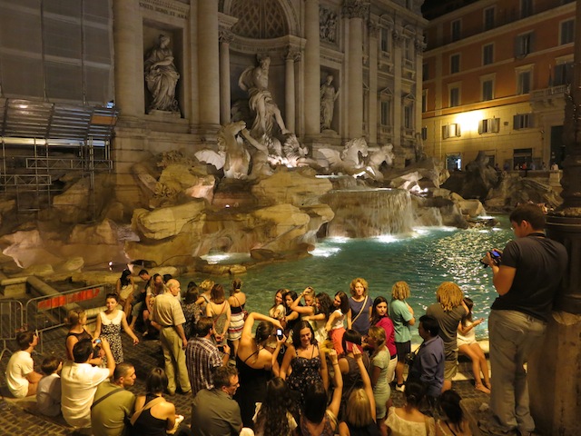 Crowds at Trevi Fountain in Rome
