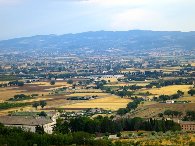 Visiting Assisi, view of Umbria from hilltop town