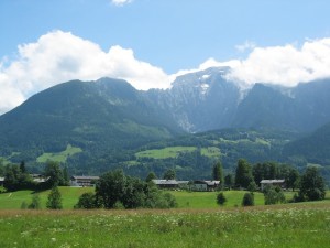 Spa town of Berchtesgaden in Germany with mountains