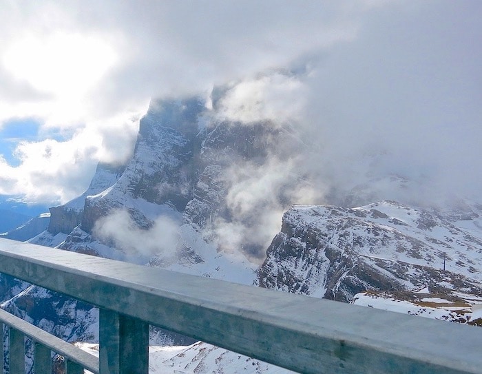 Mountain view of Leukerbad Switzerland in winter