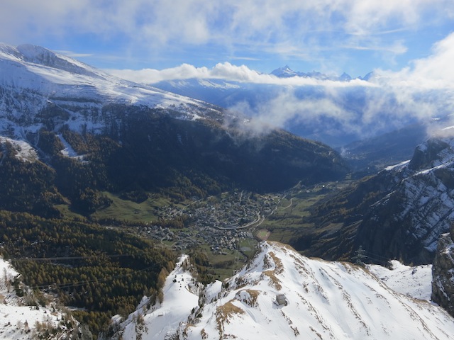 Gemmi Pass cable car Leukerbad Matterhorn view