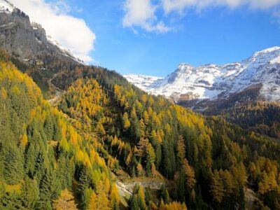 Leukerbad fall colours and mountains in Switzerland