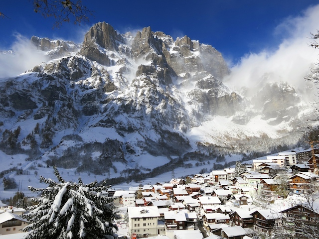 Leukerbad Switzerland with snow