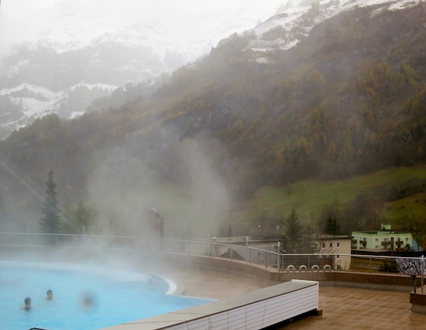 Switzerland alpine spa town Leukerbad 