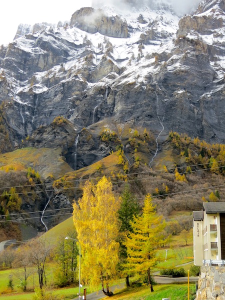Leukerbad mountain view in fall