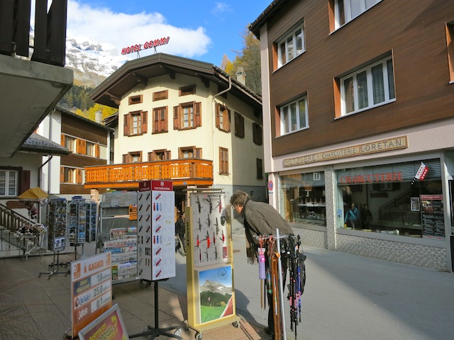 Shopping for Swiss army knives in Leukerbad Switzerland