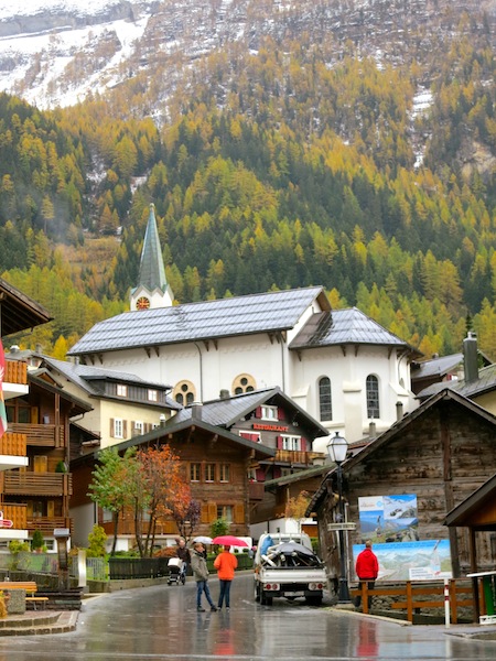 Church in Leukerbad scenic town