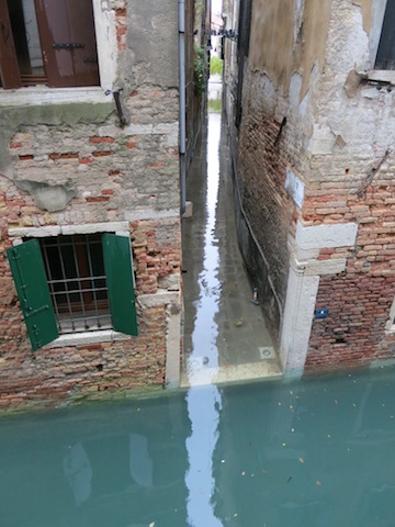 Venice flooded canal in high water