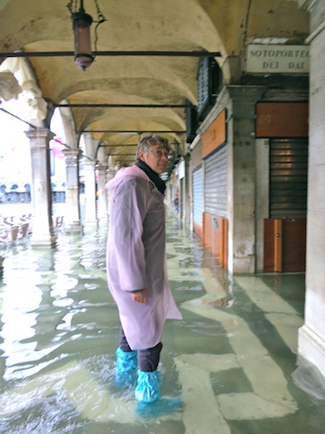dressed for high water in Venice