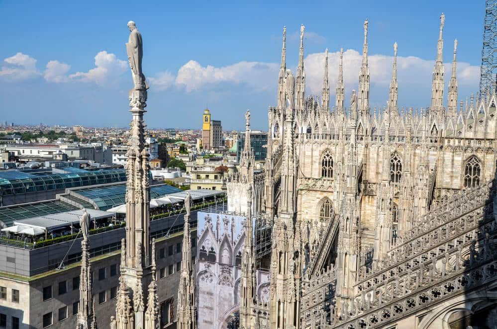 Milan cathedral view from rooftop