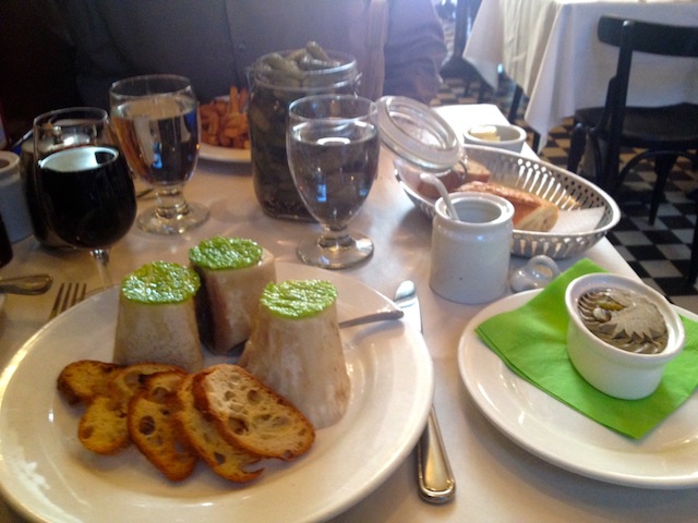 bone marrow and chicken liver pate at L'express Montreal