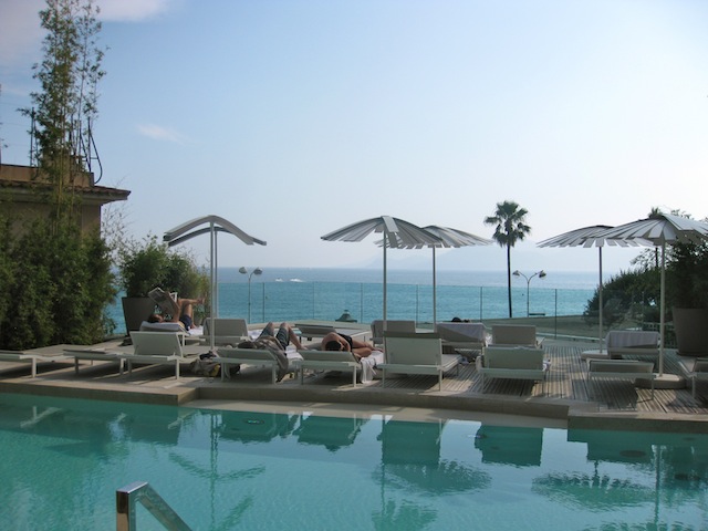 View of Cannes from pool at Radisson Blu 1835 hotel