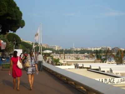 Walking along the waterfront at Cannes