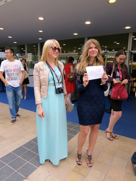 Girls with invitation sign at Cannes Film Festival opening night