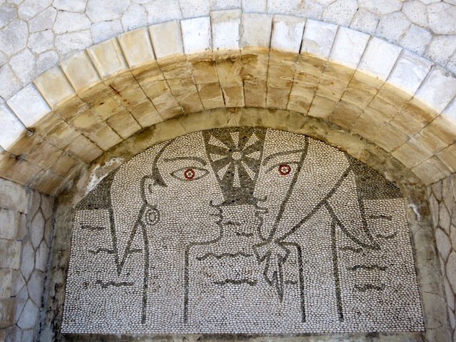 Pebble mosaic by Jean Cocteau outside Bastion in Menton