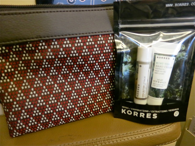 Korres toiletries in Business Class on Etihad Airways