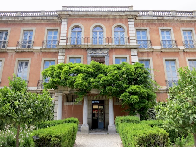 The pink mansion that houses the Museum of Art and History in Provenc in Grasse, France