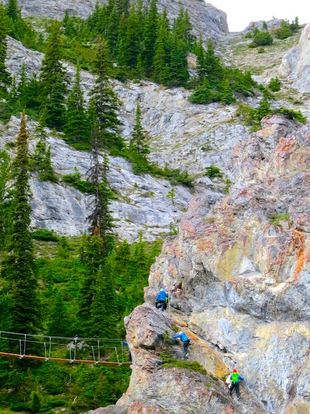 People on Via Ferrata on Mt Norquay in Banff