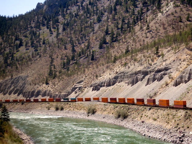 Freight trains between Vancouver and Calgary