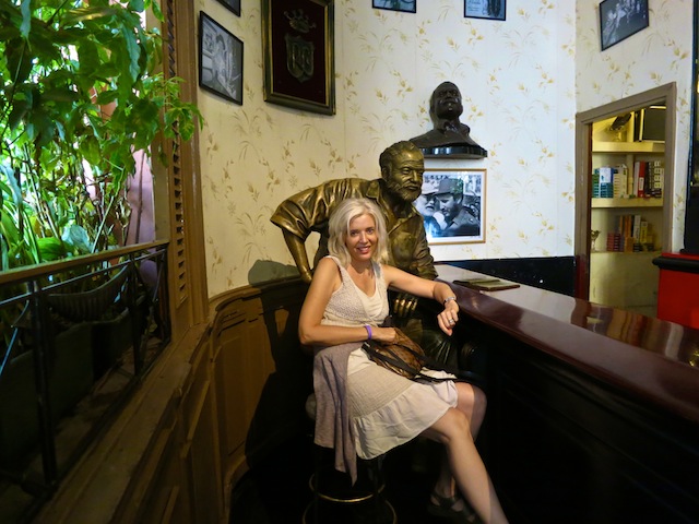 El Floridita Havana bar drinking with Hemingway statue