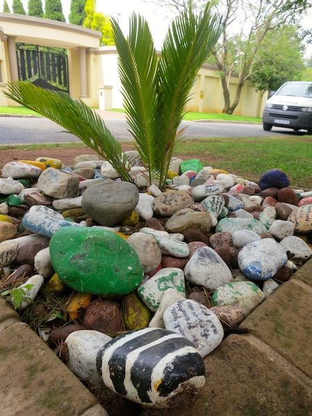 Painted stones dedicated to Mandela.
