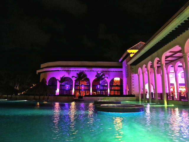 Tropical island luxury resort, nightlife at Paradisus Palma Real Punta Cana