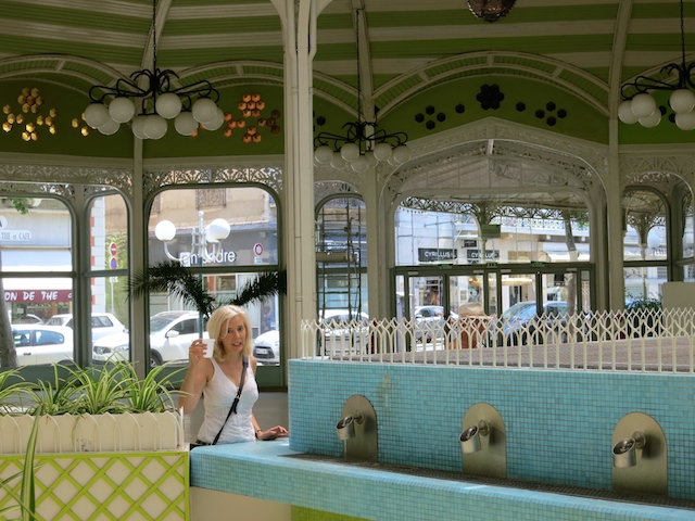 Carol Perehudoff at the Art Nouveau drinking hall in Vichy.