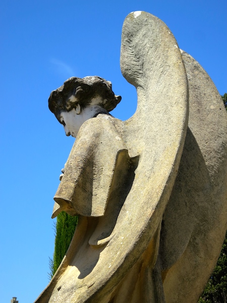 Modernist angel in Lloret de Mar Cemetery, Spain