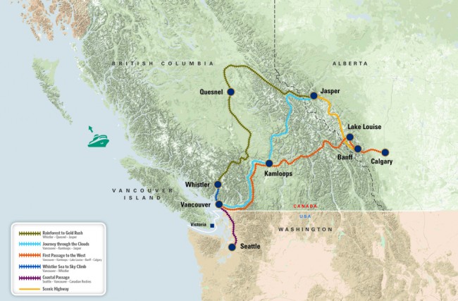 Rocky Mountaineer Routes map