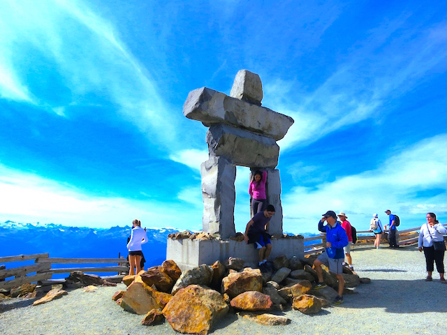 Peak to Peak Whistler experience Inukshuk on Whistler Summit