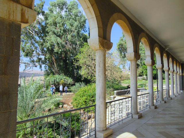Visiting the Mount of Beatitudes colonnade