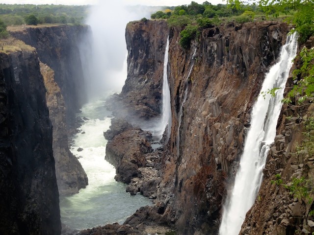 Victoria Fall Devil's Pool, view of the falls dry season