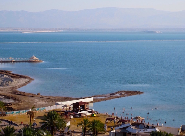 Dead Sea floating, Ein Bokek public beach