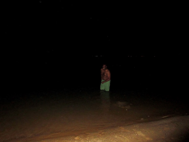 Dead Sea floating at night