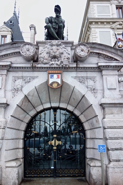 One day in Evian les Bains, Town Hall Villa Lumiere doorway