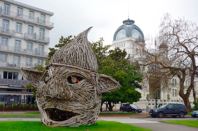 Wooden twig sculpture in evian les bains