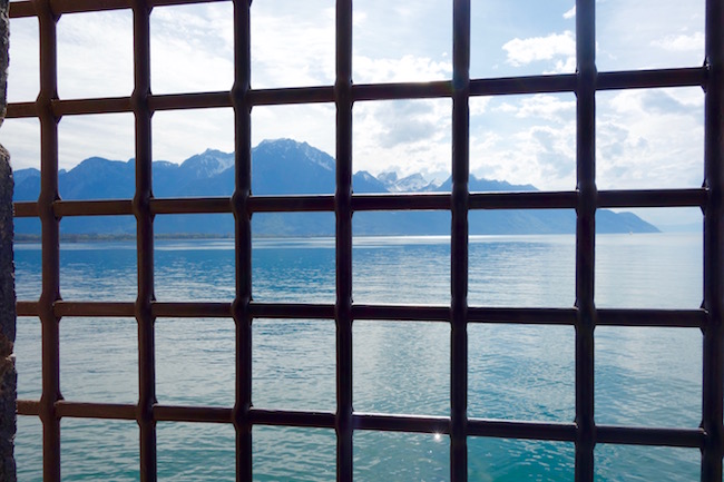 View of Lake Geneva from Chillon Castle