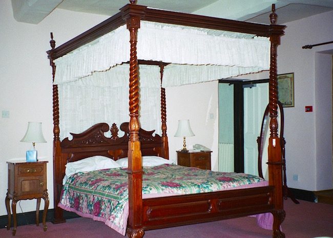 four poster bed in haunted Prince Rupert Hotel Shropshire England