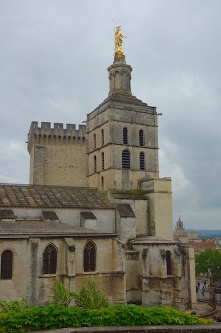 Gilded statue of Mary on Notre Dames des Doms Avignon