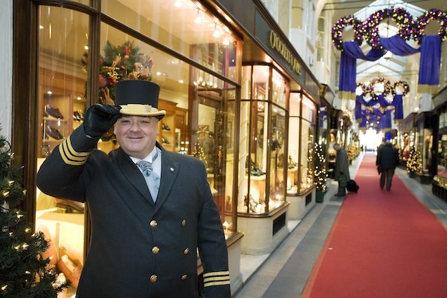 Uniformed man at Burlington Arcade.