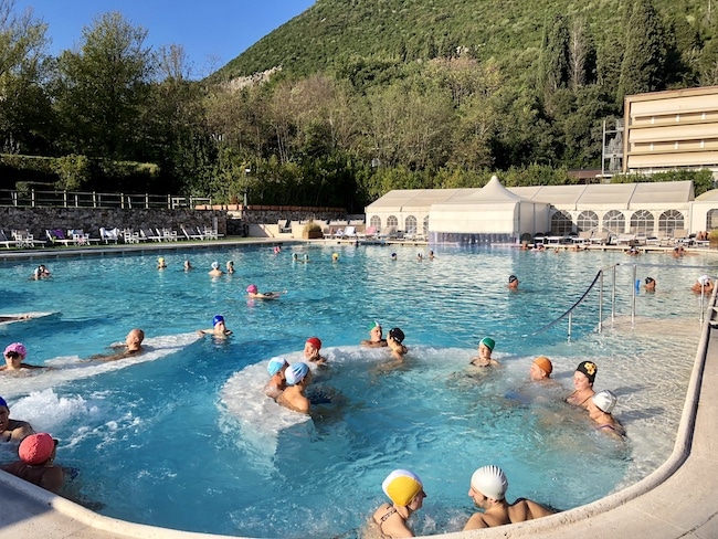 A hot springs Tuscany resort, the outdoor pool at Monsummano Terme spa and hotel