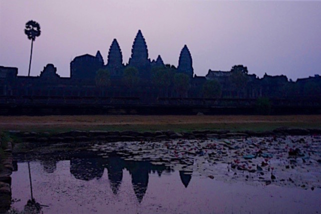 Angkor Wat sunrise in purple light