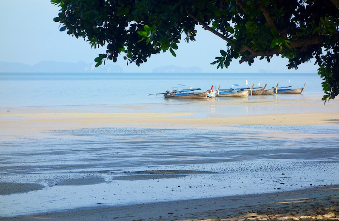 Tubkaak Beach with boats in Thailand