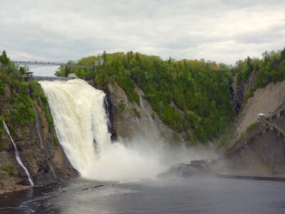 Montmorency Falls stairs and waterfall