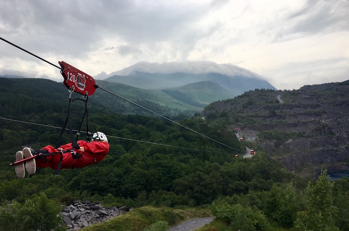 Zip wire at Zip World Velocity